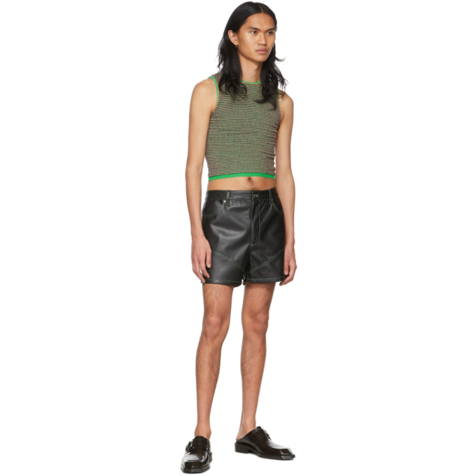 Shop Eckhaus Latta Black Faux-leather Switch Shorts