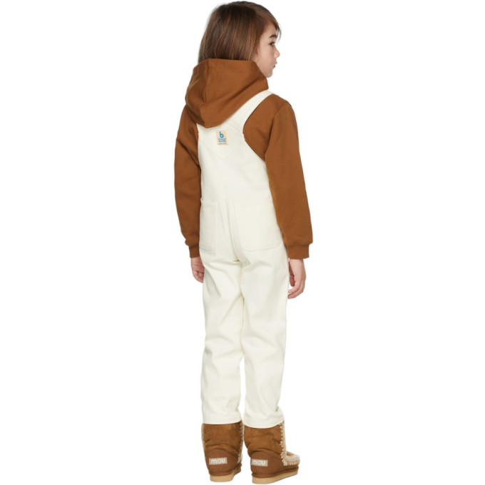 Shop Kodomo Beams Kids Off-white Denim Overalls