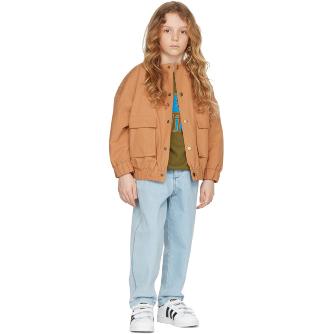 Repose Ams Kids Brown Cotton Jacket In Warm Powder