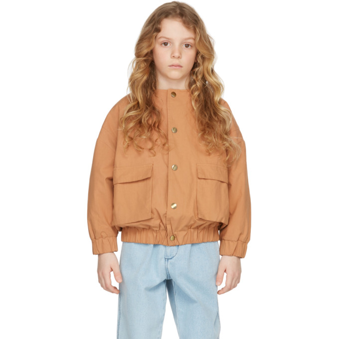 Shop Repose Ams Kids Brown Cotton Jacket In Warm Powder