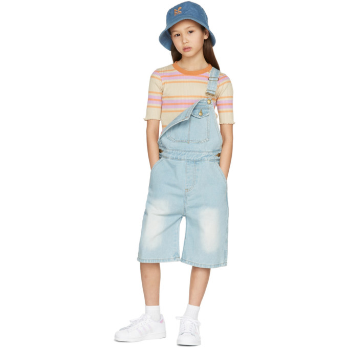 Repose Ams Kids Blue Denim Dungarees In Light Ocean Blue