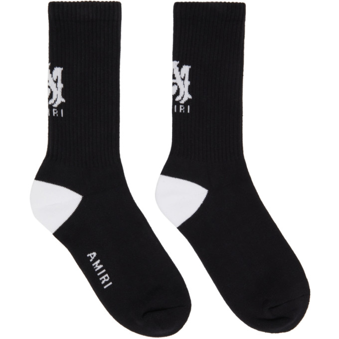 AMIRI BLACK & WHITE M.A. LOGO SOCKS