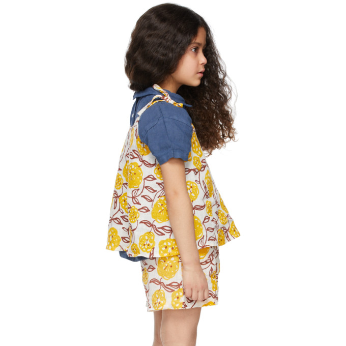 Shop Weekend House. Kids White & Yellow Linen Mimosa Tank Top In Soft Yellow