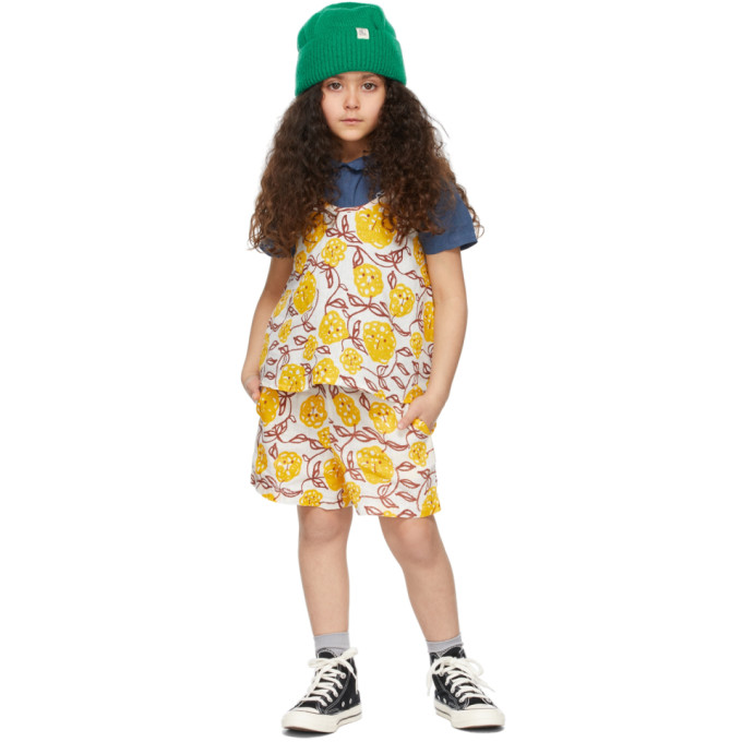 Weekend House. Kids White & Yellow Linen Mimosa Bermuda Shorts