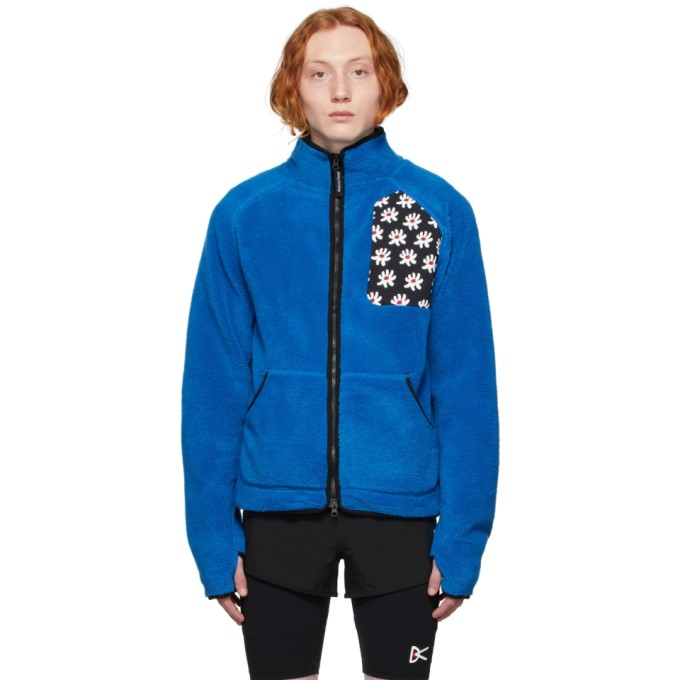 District Vision Blue Greg Cabin Zip-up Sweater In Glacier