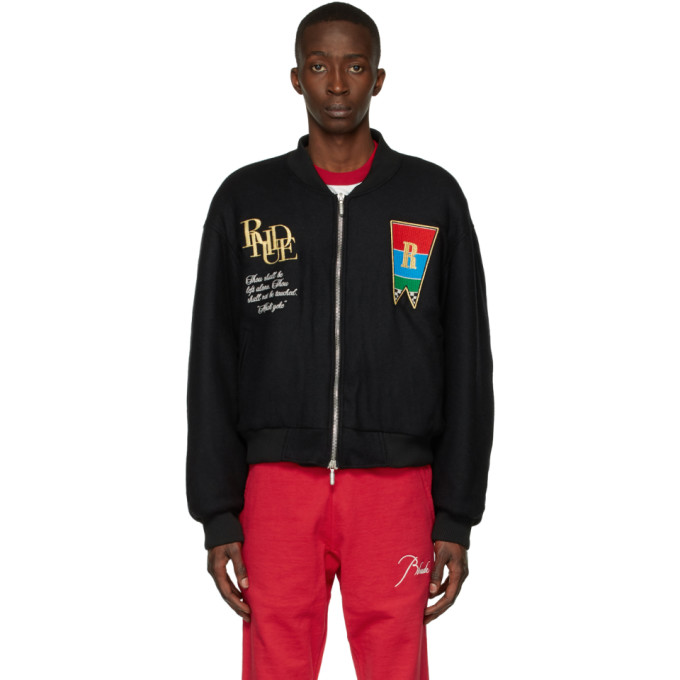 RHUDE BLACK CREST BOMBER JACKET