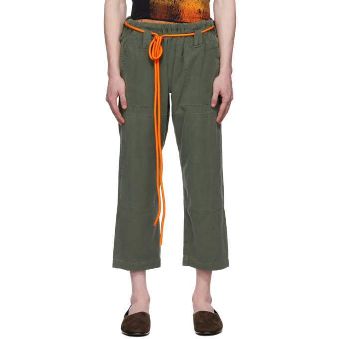 Greg Lauren Army Baker Martial Arts Cotton Trousers In Green