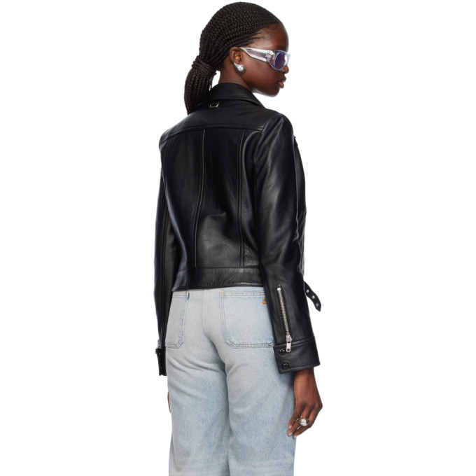 Shop Courrèges Black Iconic Leather Jacket