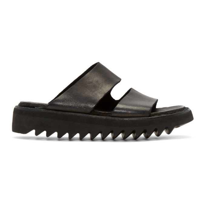 Guidi Black Leather Double Strap Sandals