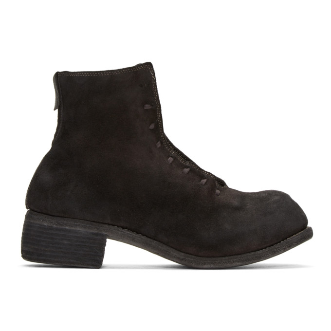Guidi Black Suede Lace-Up Boots