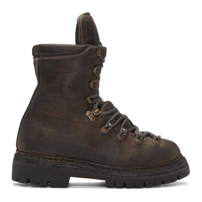 Guidi Brown Leather Lace-Up Boots