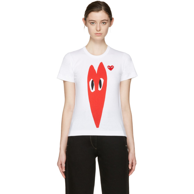 Comme des Garcons Play White Hearts T-Shirt