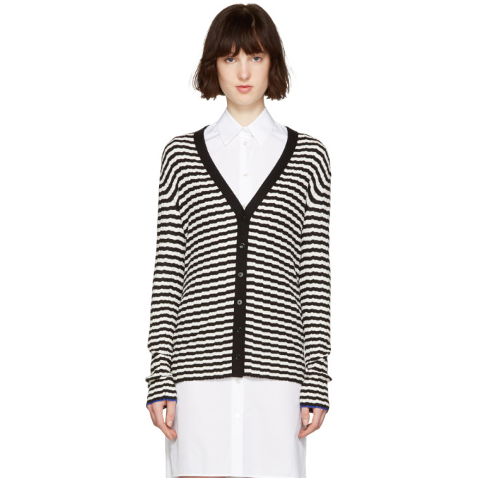 PROENZA SCHOULER Black & White Striped Cardigan