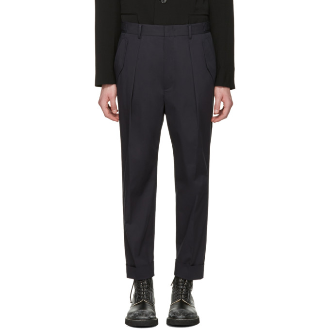 Click to view more detailed imagery on our partner's website Juun.j Navy Pleated Trousers