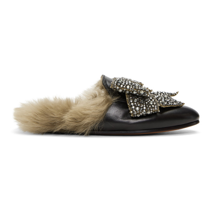 Gucci Black Princetown Bow Slip-On Loafers