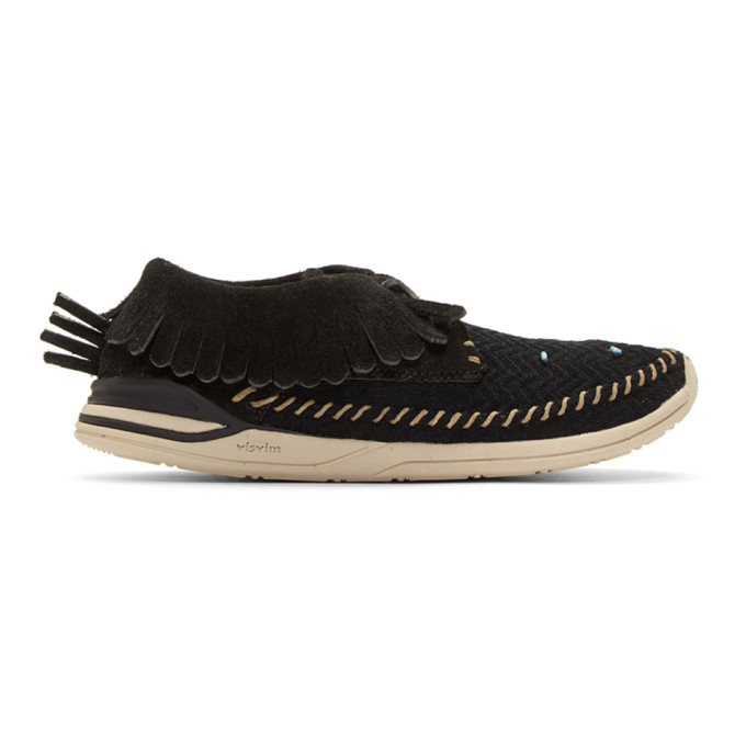 Visvim Black Maliseet Mesh Shaman-Folk Moccasin Sneakers