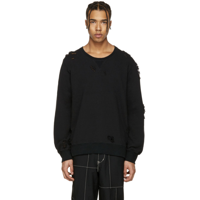 MIHARAYASUHIRO MIHARAYASUHIRO BLACK DISTRESSED PULLOVER