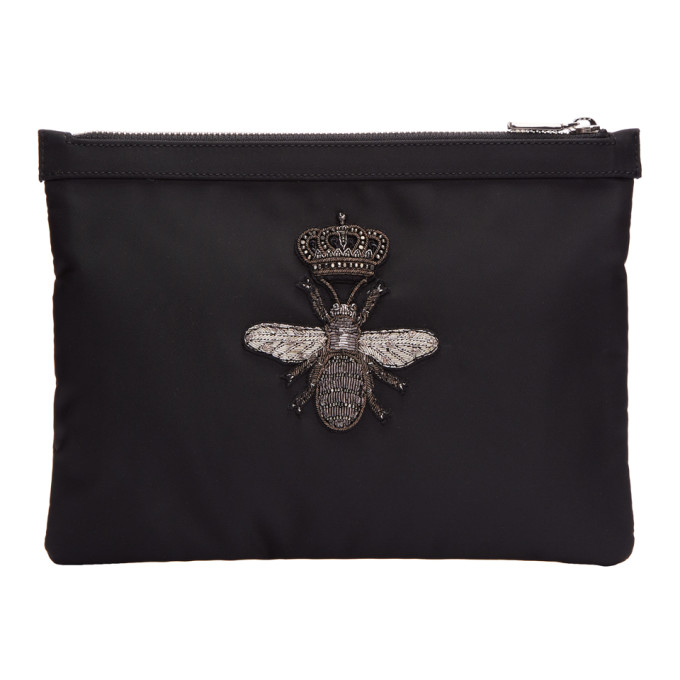 Dolce & Gabbana Black Crown Bee Pouch