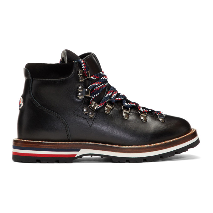 Moncler Black Leahter & Velvet Hiking Boots