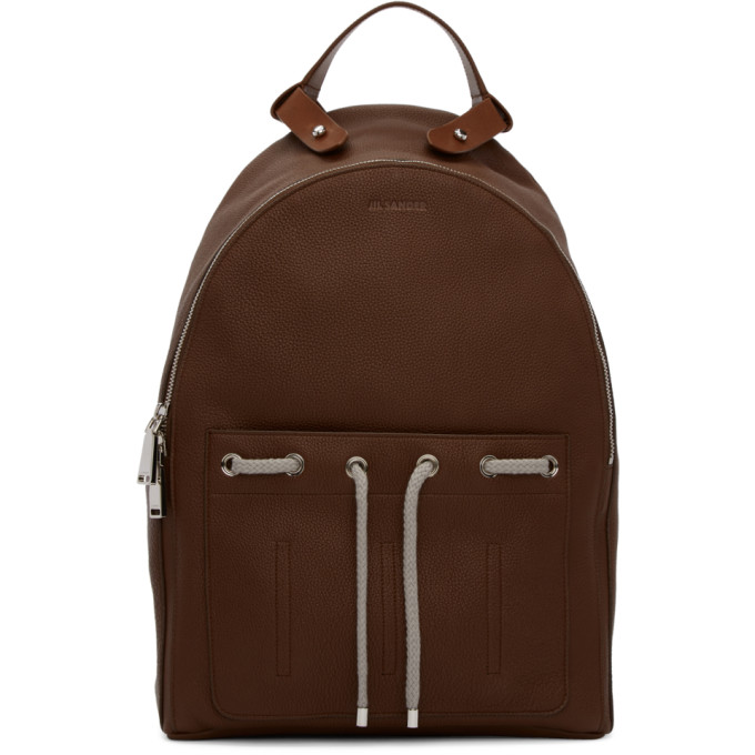 Jil Sander Brown Leather Army Backpack