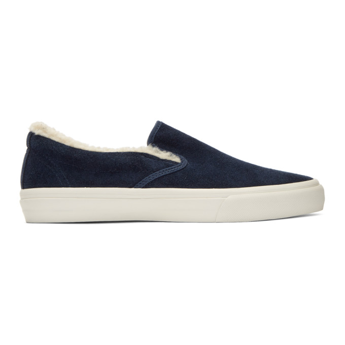 JUNYA WATANABE JUNYA WATANABE NAVY SUEDE SLIP-ON SNEAKERS