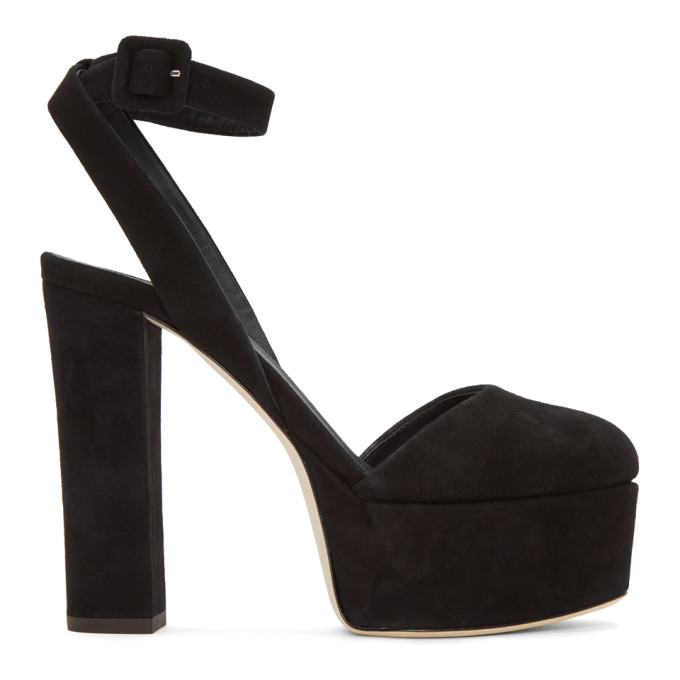 GIUSEPPE ZANOTTI Black Suede Lavinia Platform Heels