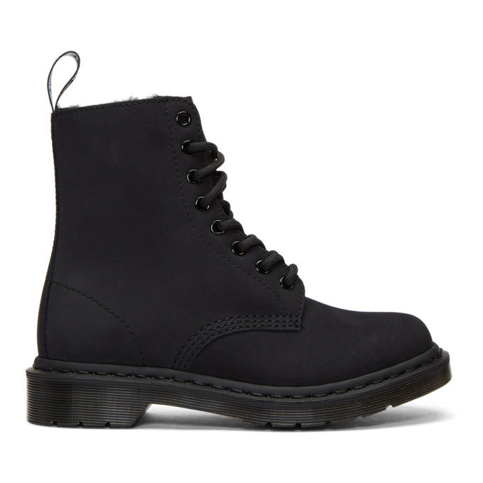 Dr. Martens Black Fur-Lined Mono 1460 Boots