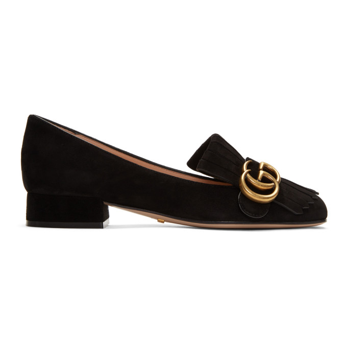Gucci Black GG Marmont Loafers