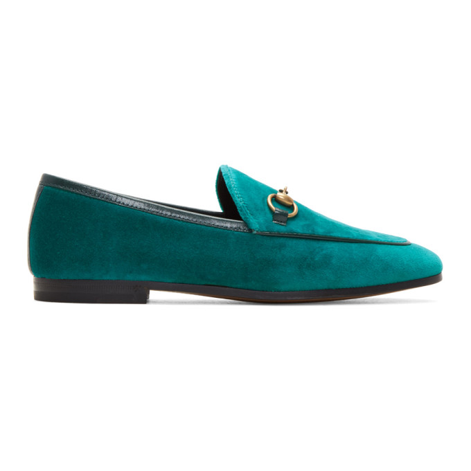 Gucci Blue Velvet Jordaan Loafers