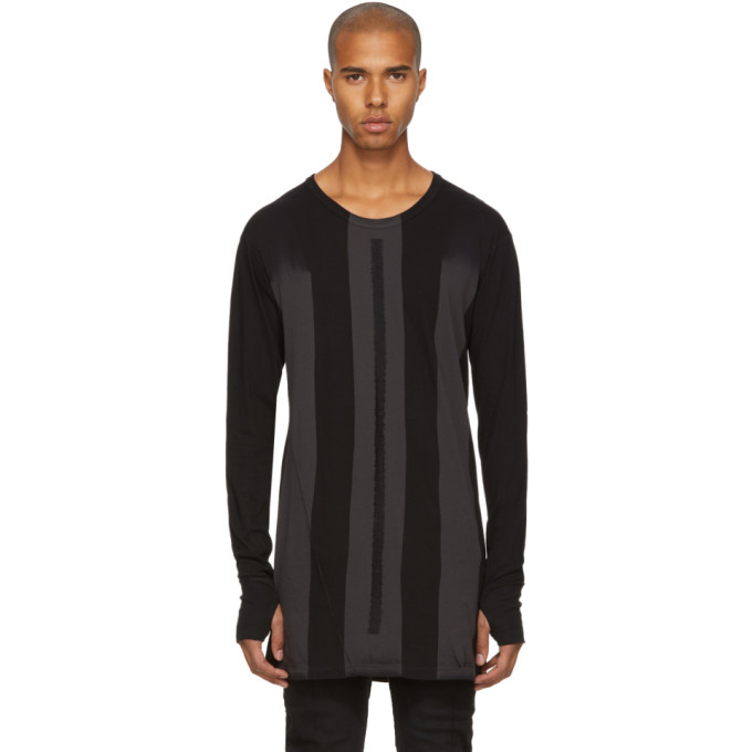 11 by Boris Bidjan Saberi Black Bicolor Crewneck Pullover - 172610M201004