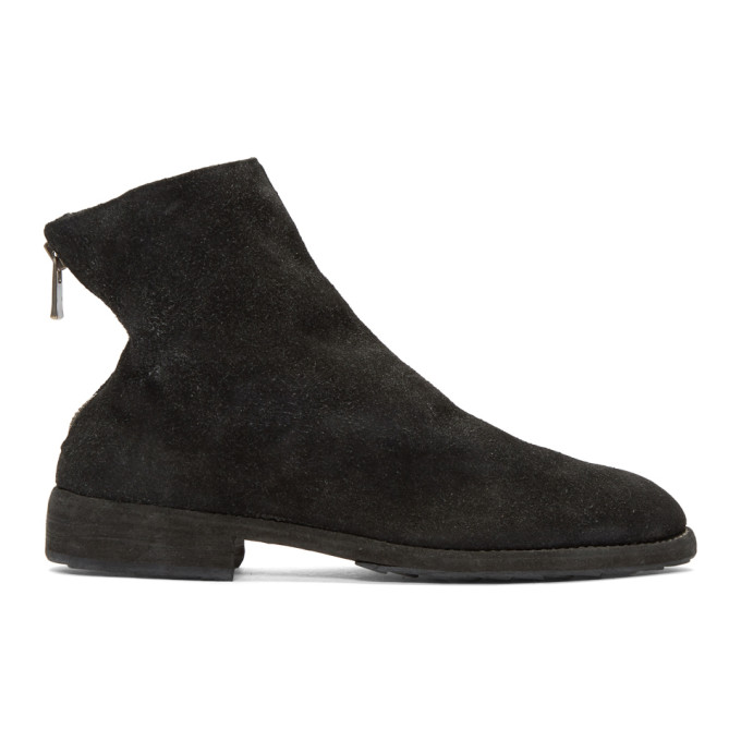 Guidi Black Suede Oxford Back Zip Boots