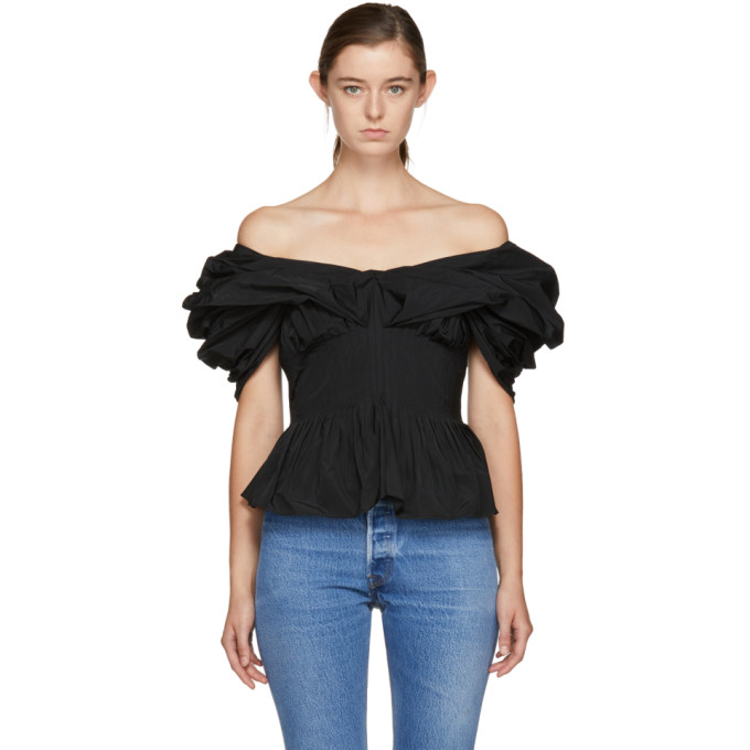 BROCK COLLECTION BROCK COLLECTION BLACK TAVI OFF-THE-SHOULDER BLOUSE