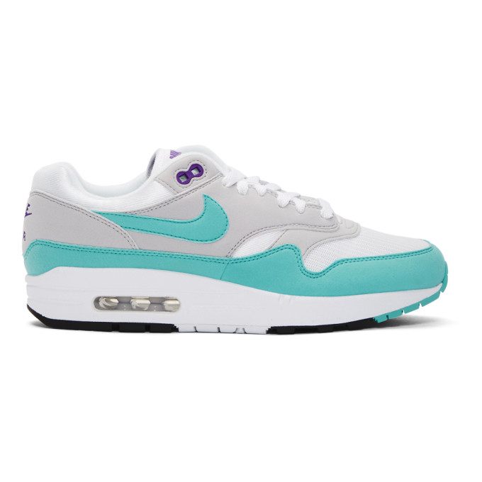 Nike White & Blue Air Max 1 Anniversary Sneakers