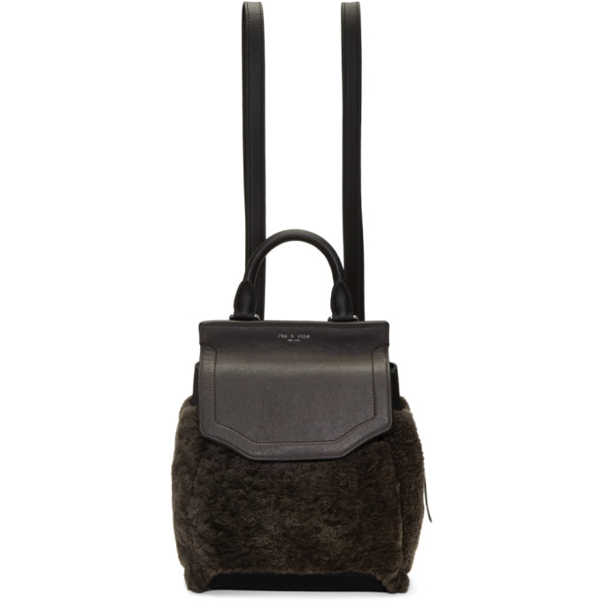 Rag & Bone Grey Shearling Small Pilot II Backpack