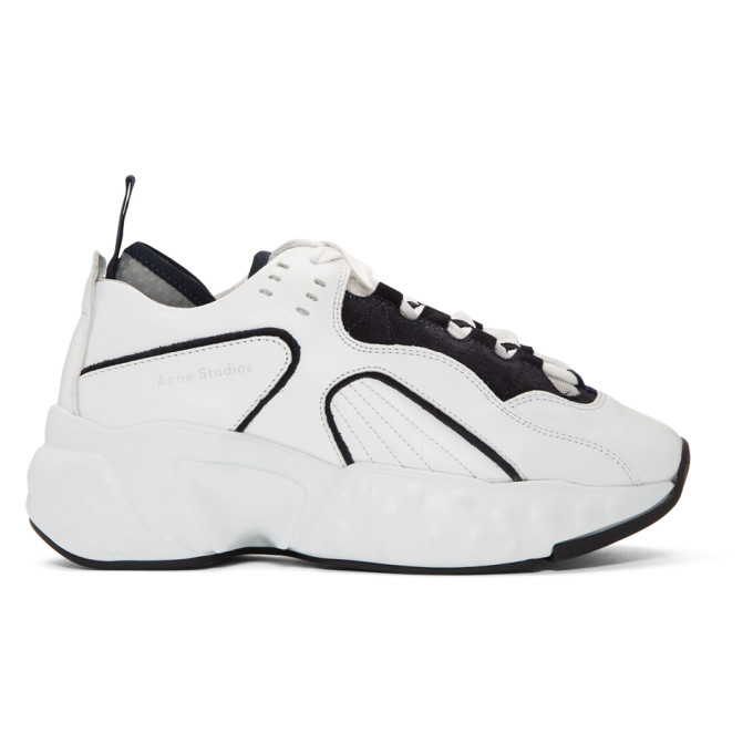 Acne Studios SSENSE Exclusive White & Navy Manhattan Sneakers