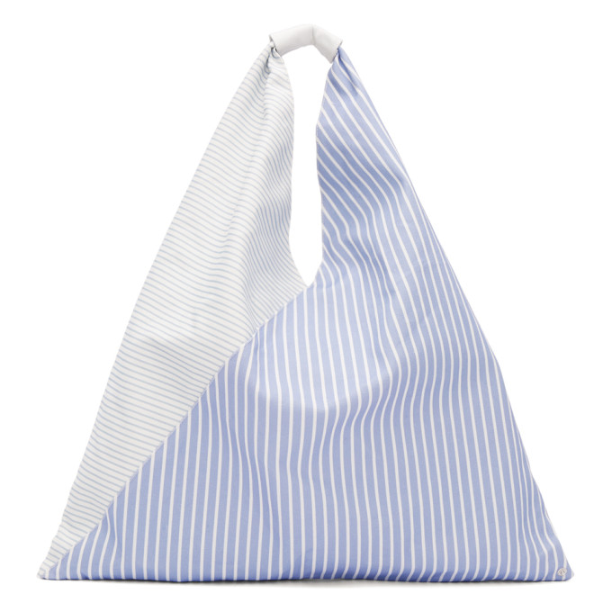 MM6 Maison Martin Margiela Blue & White Striped Canvas Tote