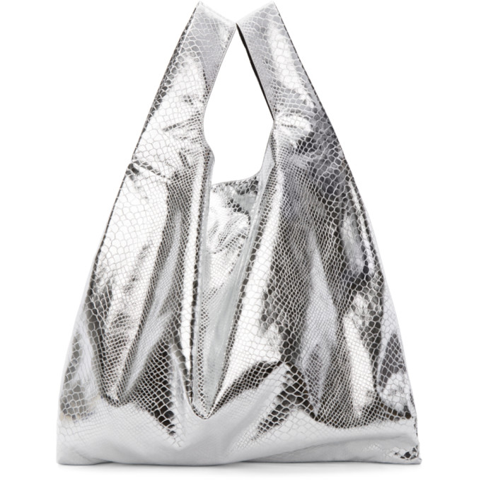 MM6 Maison Martin Margiela Silver Snake Shopping Tote