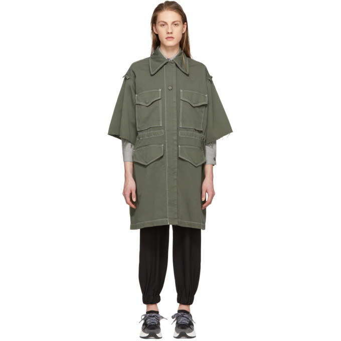 MM6 Maison Martin Margiela Khaki Short Sleeve Large Pocket Coat