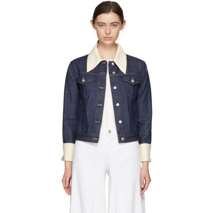 MM6 Maison Martin Margiela Indigo Contrast Collar Jacket