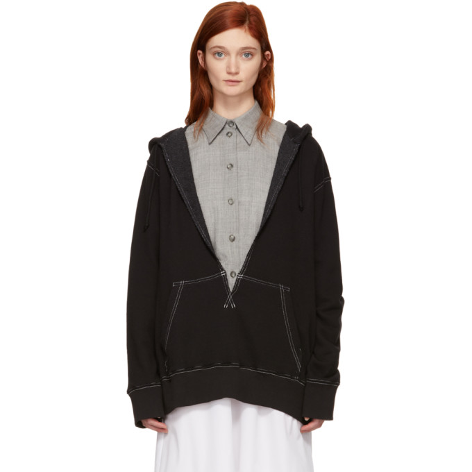 MM6 Maison Martin Margiela Black V Cut Hoodie