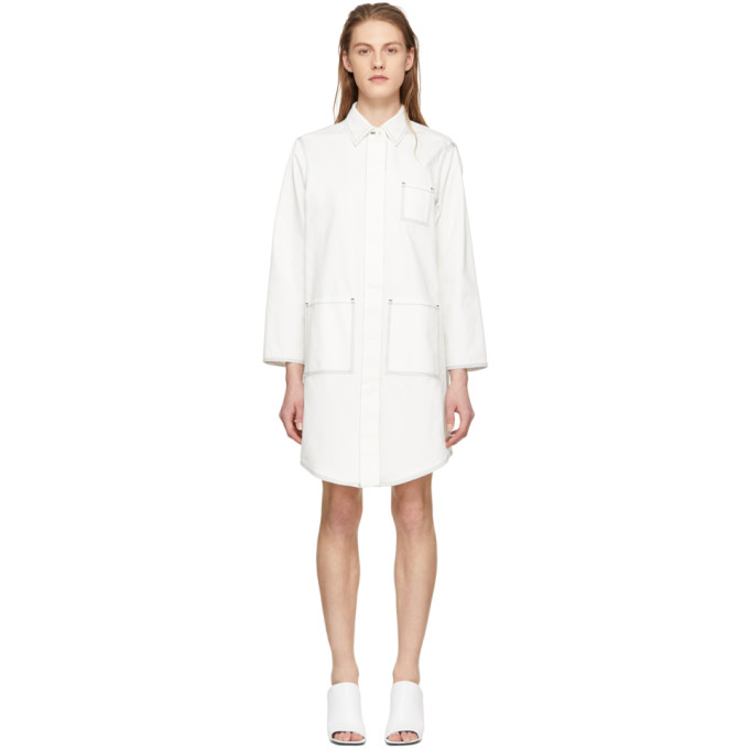 MM6 Maison Martin Margiela Off-White Oversized Button-Up Coat