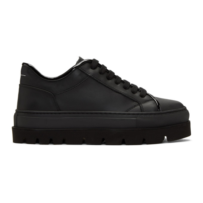 MM6 Maison Martin Margiela Black Leather Flatform Sneakers