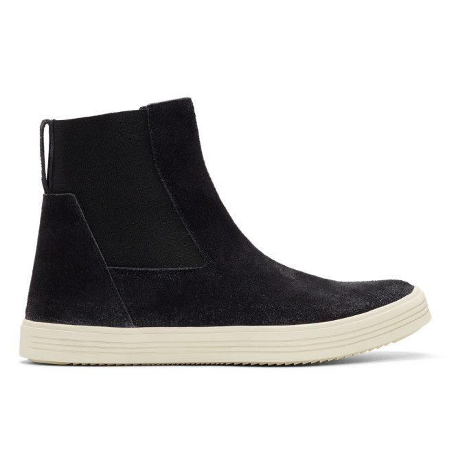 Rick Owens Black & Off-White Suede Mastodon Elastic Boots