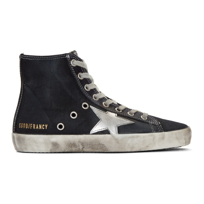 Golden Goose Navy Denim Francy High-Top Sneakers