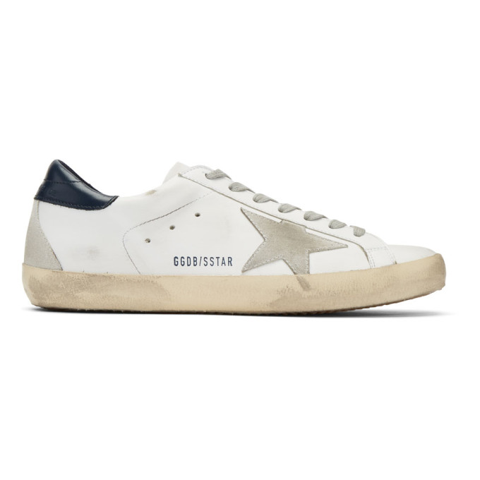 Golden Goose White & Blue Superstar Sneakers