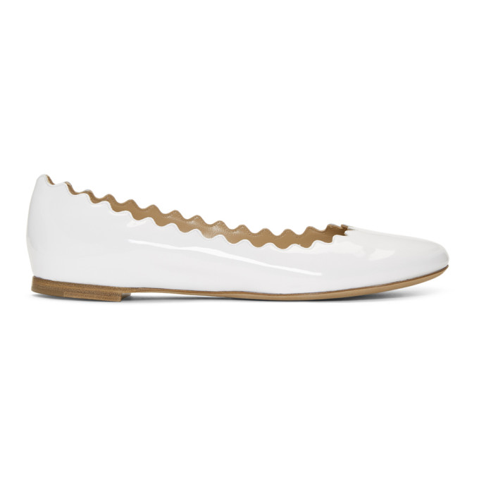 Chloe White Patent Lauren Ballerina Flats