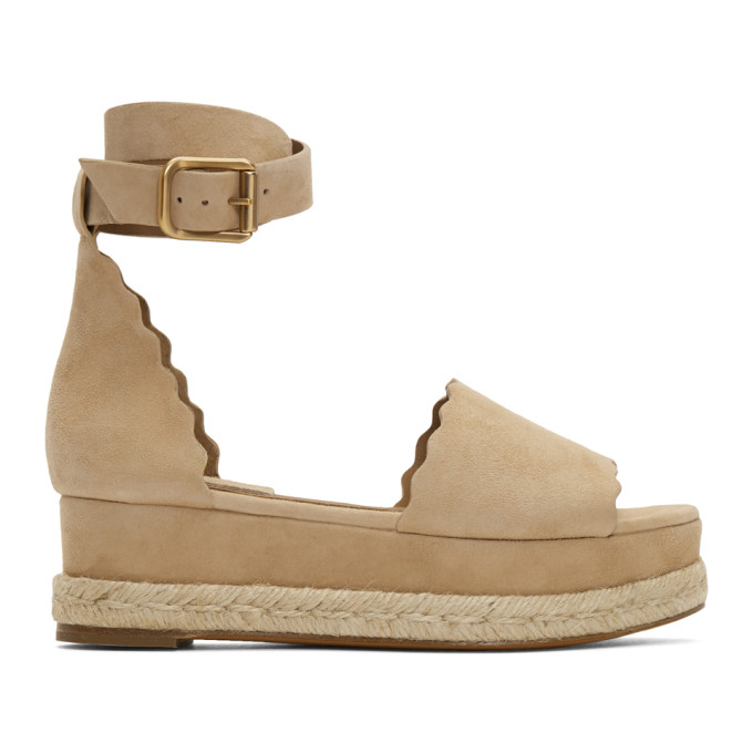 Chloe Beige Suede Lauren Espadrille Sandals