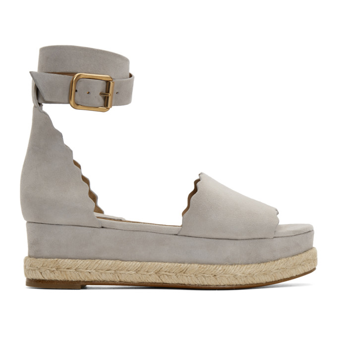 Chloe Grey Suede Lauren Espadrille Sandals