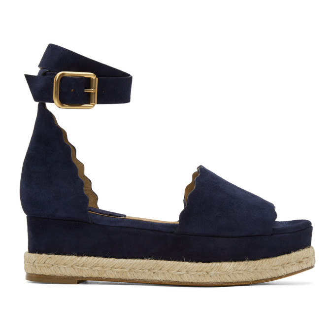 Chloe Blue Suede Lauren Espadrilles