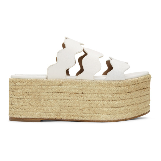 Chloe White Lauren Flatform Sandals